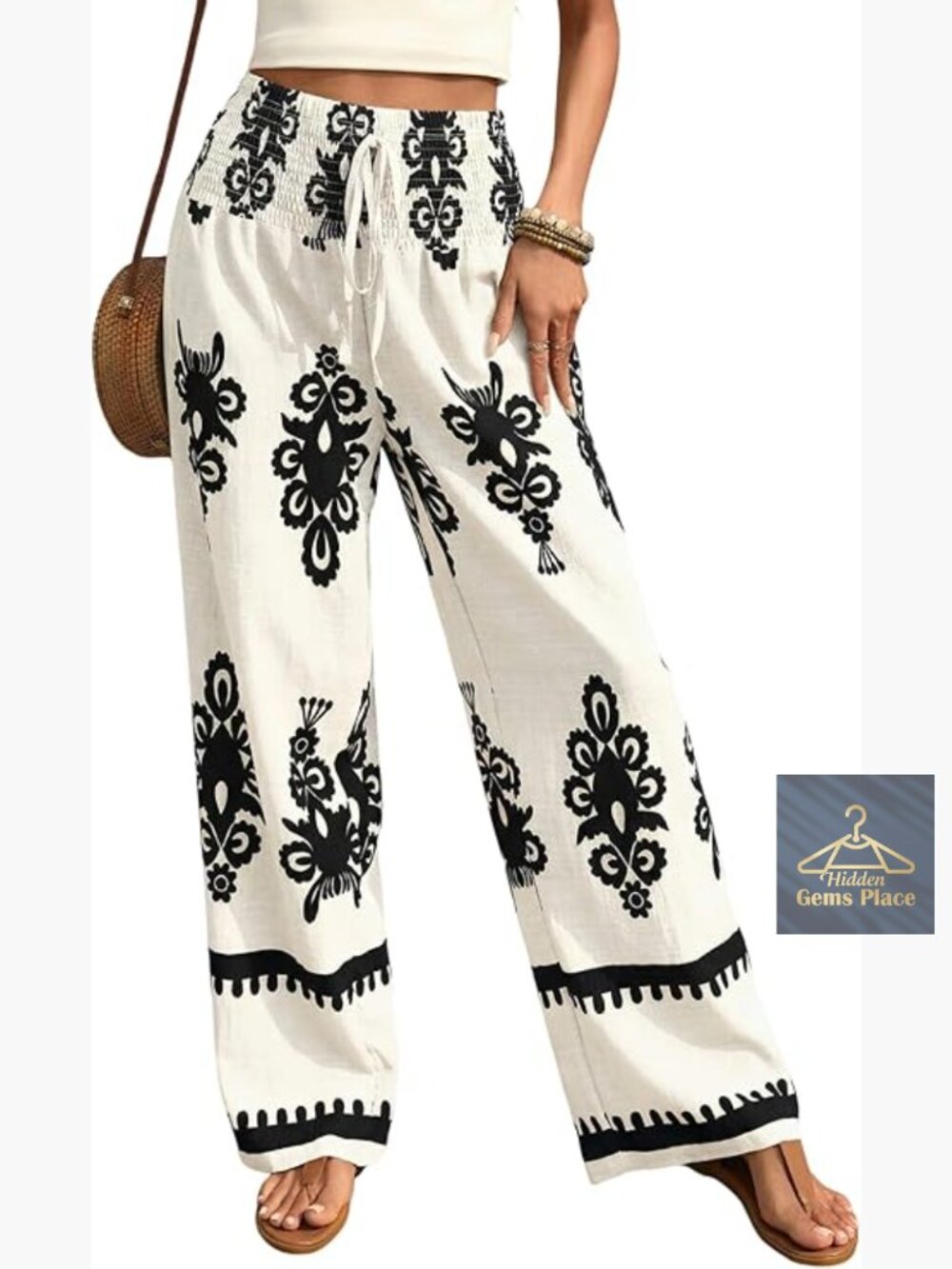 High Waisted Wide Leg Palazzo Pants Floral Print Rayon Spandex Lounge Casual